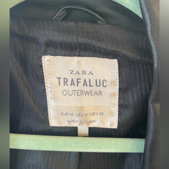 Zara black faux leather moto jacket.  Size M.  No rips or tears in the lining. - Picture 3 of 3